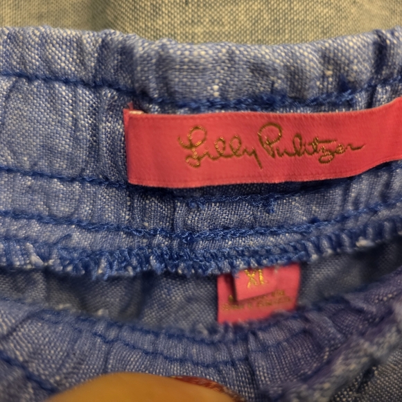 Lilly Pulitzer Blue Linen Shorts XL - Picture 2 of 4
